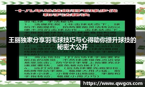 王丽独家分享羽毛球技巧与心得助你提升球技的秘密大公开